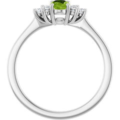 Sterling Silver Natural Peridot & 1/8 CTW Lab-Grown Diamond Ring