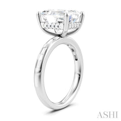 1/3 Ctw Emerald Shape Baguette and Round Cut Diamond Semi-Mount Engagement Ring in 14K White Gold