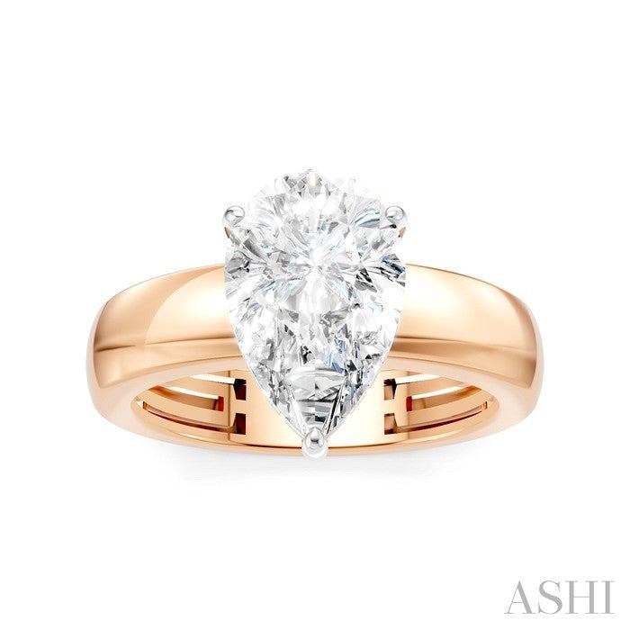 1/10 Ctw Pear Shape Round Cut Diamond Semi-Mount Engagement Ring in 14K Rose and White Gold