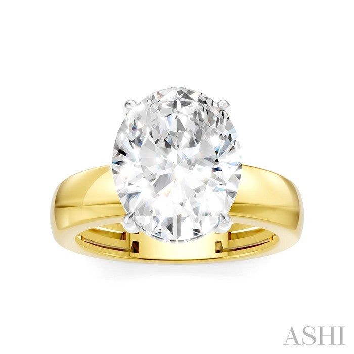 1/10 Ctw Oval Shape Round Cut Diamond Semi-Mount Engagement Ring in 14K Yellow and White Gold