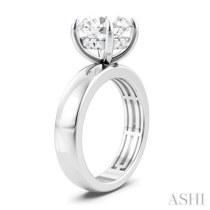 1/20 Ctw Round Shape Round Cut Diamond Semi-Mount Engagement Ring in 14K White Gold