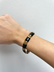 14k Yellow Gold Onyx Gold Link Bracelet 8 inches