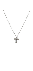 14k White Gold Small Cross Lab Grown Diamond Necklace