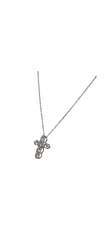 14k White Gold Small Cross Lab Grown Diamond Necklace