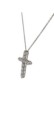 14k White Gold Cross Lab Grown Diamond Necklace