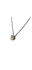 14k White Gold Solitaire Round Lab Grown Diamond Necklace