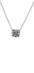 14k White Gold Solitaire Round Lab Grown Diamond Necklace