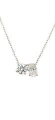 14k White Gold Oval and Round Cut Lab Grown Diamond Necklace
