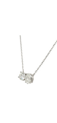 14k White Gold Oval and Round Cut Lab Grown Diamond Necklace