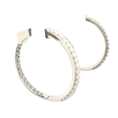 Sterling Silver In-Out Hoops with Lab Grown Diamonds