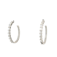 Sterling Silver Lab Grown Diamond Oval Hoops