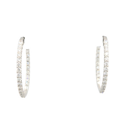 Sterling Silver In-Out Hoops with Lab Grown Diamonds