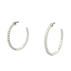 Sterling Silver In-Out Hoops with Lab Grown Diamonds