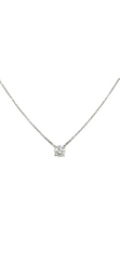 14k White Gold Solitaire Round Lab Grown Diamond Necklace