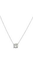 14k White Gold Solitaire Round Lab Grown Diamond Necklace