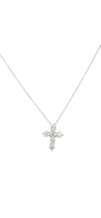 14k White Gold Small Cross Lab Grown Diamond Necklace