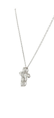 14k White Gold Small Cross Lab Grown Diamond Necklace