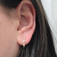 14k Yellow Gold Diamond Huggies