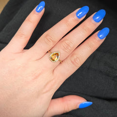 14k Yellow Gold Citrine and Diamond Ring