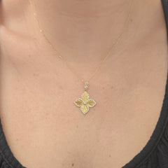 14k Yellow Gold Clover Pendant with Diamonds