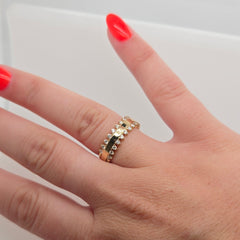 14k Yellow Gold Fashion Ring with Diamond Edge