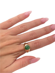 14k Yellow Gold Cabusion Jade Ring Pre Owned Size 7