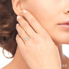 1/10 Ctw Circular Shape Grooved Shank Semi-Mount Diamond Engagement Ring in 14K Yellow and White Gold