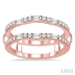 1/2 Ctw Baguette and Round Cut Diamond Insert Ring in 14K Rose Gold