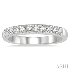 1/3 Ctw 11 Stone Round Cut Diamond Wedding Band in 14K White Gold