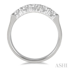 3/4 Ctw 5 Stone Round Cut Diamond Wedding Band in 14K White Gold
