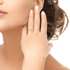 1/8 Ctw Petite Bead Shank Pear Shape Center Round Cut Bead Bijoux Diamond Fashion Ring in 10K Yellow Gold