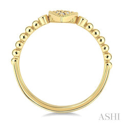 1/8 Ctw Petite Bead Shank Pear Shape Center Round Cut Bead Bijoux Diamond Fashion Ring in 10K Yellow Gold