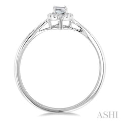 5x3 MM Oval Shape White Topaz and 1/20 Ctw Round Cut Diamond Halo Semi-Precious Ring in 10K White Gold