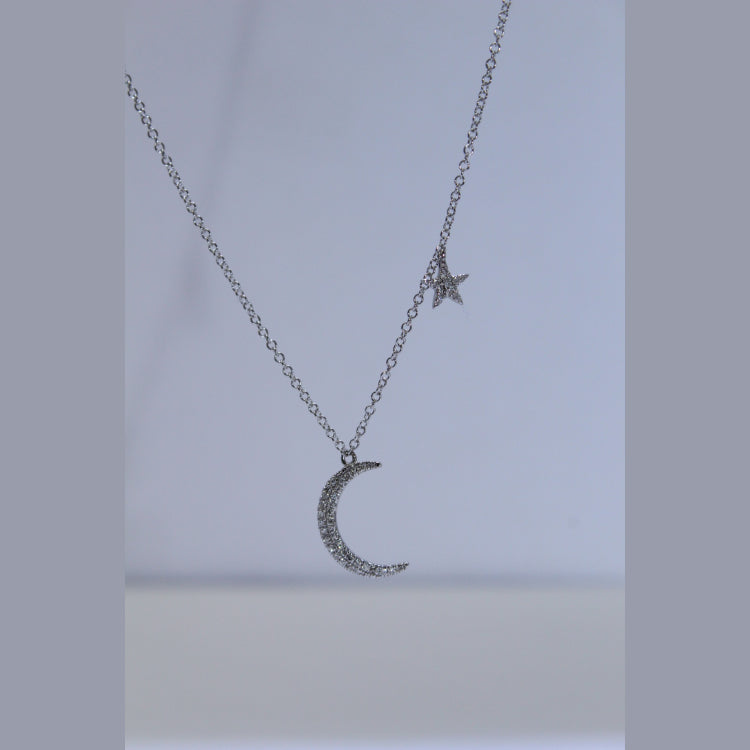 Moon and star, length of chain 19 inches