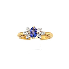 18k Yellow Gold Tanzanite Diamond Ring Size 6.5