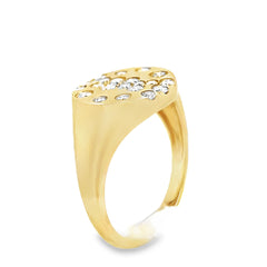 14k Yellow Gold Scatter Diamond Circle Ring Size 7