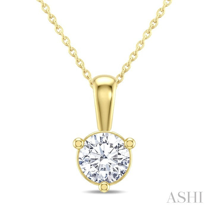1/3 Ctw Round Cut Diamond Martini Solitaire Pendant With Chain in 14K Yellow Gold