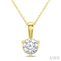1/3 Ctw Round Cut Diamond Martini Solitaire Pendant With Chain in 14K Yellow Gold