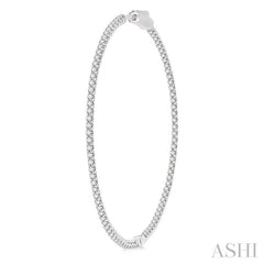 2 Ctw Inside-Out Round Cut Diamond 2-Inch Hoop Earrings in 14K White Gold