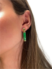 14k Yellow Gold Jade Drop Earrings With Peridot Stone