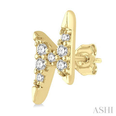 1/10 Ctw Lightning Bolt Round Cut Diamond Petite Earrings in 14K Yellow Gold