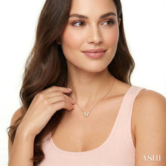 1/6 Ctw Butterfly Motif Round Cut Diamond Petite Fashion Pendant With Chain in 10K Yellow Gold
