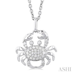 1/6 Ctw Petite Crab Round Cut Diamond Fashion Pendant With Chain in 10K White Gold