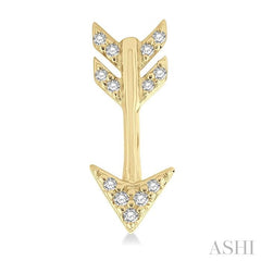 1/10 Ctw Petite Arrow Round Cut Diamond Fashion Stud Earrings in 10K Yellow Gold