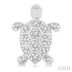 1/6 Ctw Petite Turtle Round Cut Diamond Fashion Stud Earrings in 10K White Gold