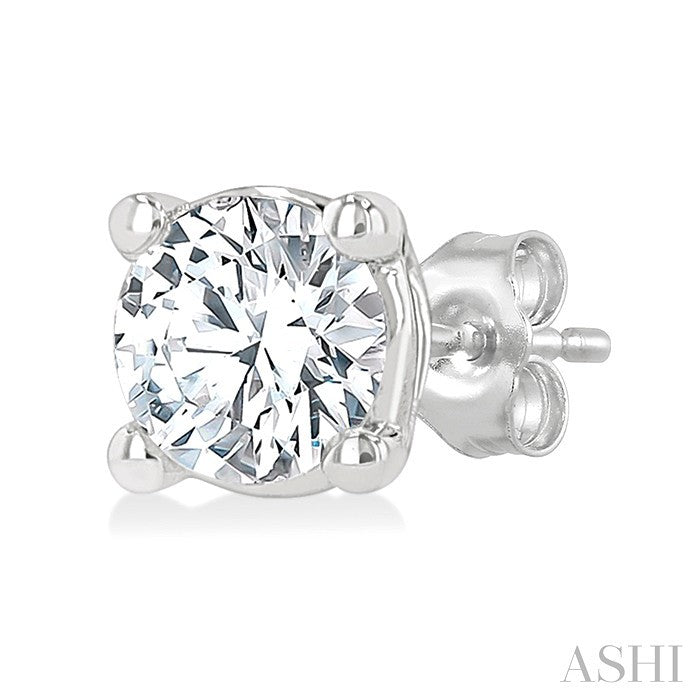 1/3 Ctw Round Cut Diamond Stud Earrings in 14K White Gold