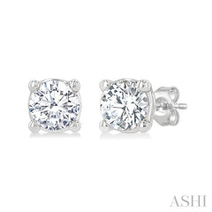 1/3 Ctw Round Cut Diamond Stud Earrings in 14K White Gold