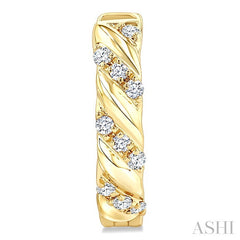 1/10 Ctw Half Twirl Round Cut Diamond Huggie Petite Earrings in 10K Yellow Gold