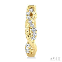 1/10 Ctw Split & Twisted Rope and Round Cut Diamond Huggie Petite Earrings in 14K Yellow Gold