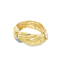 14k Yellow Knot Wide Bangle With Diamonds 1.00CTTW Pre Owned